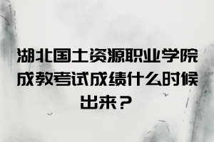 湖北国土资源职业学院成教考试成绩什么时候出来？