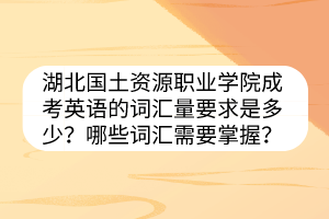 湖北国土资源职业学院成考英语的词汇量要求是多少？哪些词汇需要掌握？